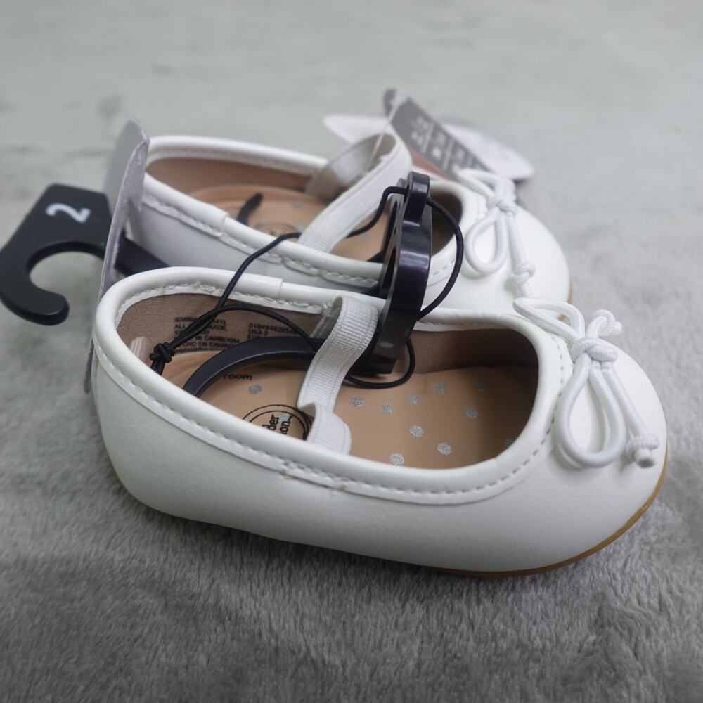 Wonder Nation Toddler Girls Size 3 Bow Ballet Flat Shoes White - Picture 5 of 11
